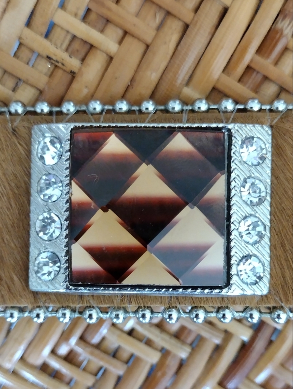 Women’s Embellished Brown Haircalf Western Belt with Silver Buckle - Picture 6 of 6